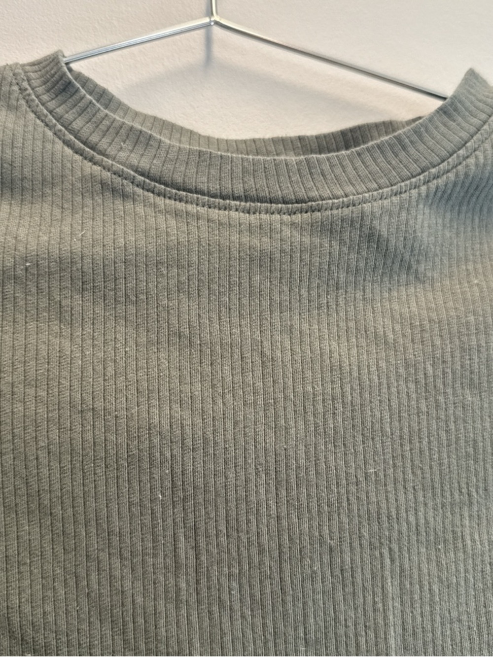 Divided Olive Ribbed Short Sleeve Tee - Picture 2 of 3